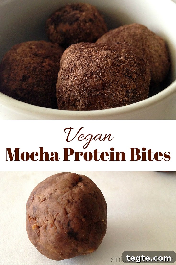 No-bake, and only 4 ingredients makes these vegan mocha protein bites the perfect pick-me-up snack. #glutenfree