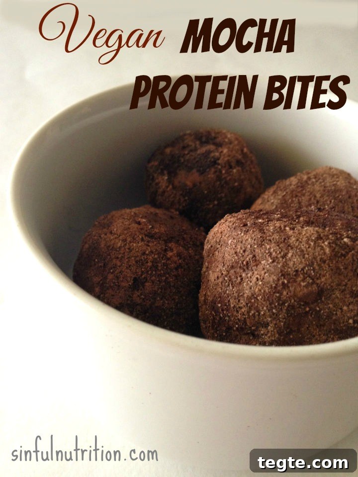 No-bake, and only 4 ingredients makes these vegan mocha protein bites the perfect pick-me-up snack.