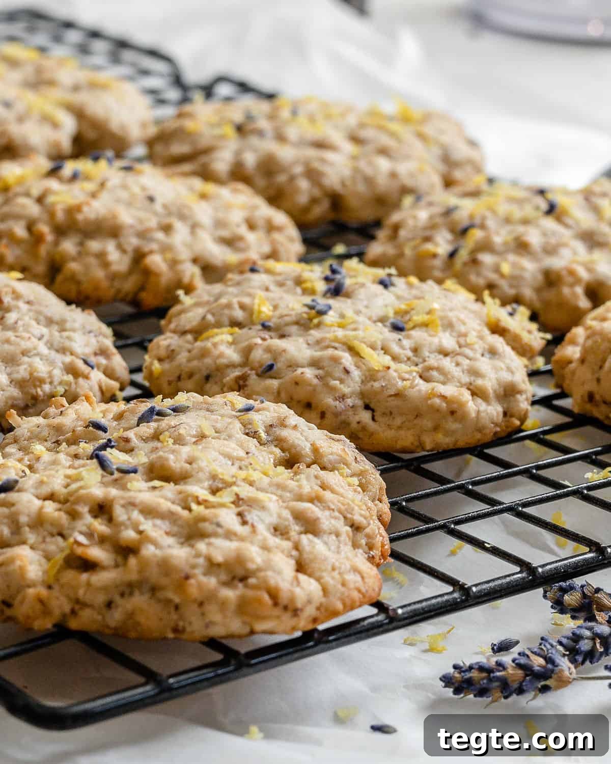Lemon Lavender Cookie Recipe for Light, Fragrant Treats 9 completed Lemon Lavender Cookies on a cooling rack