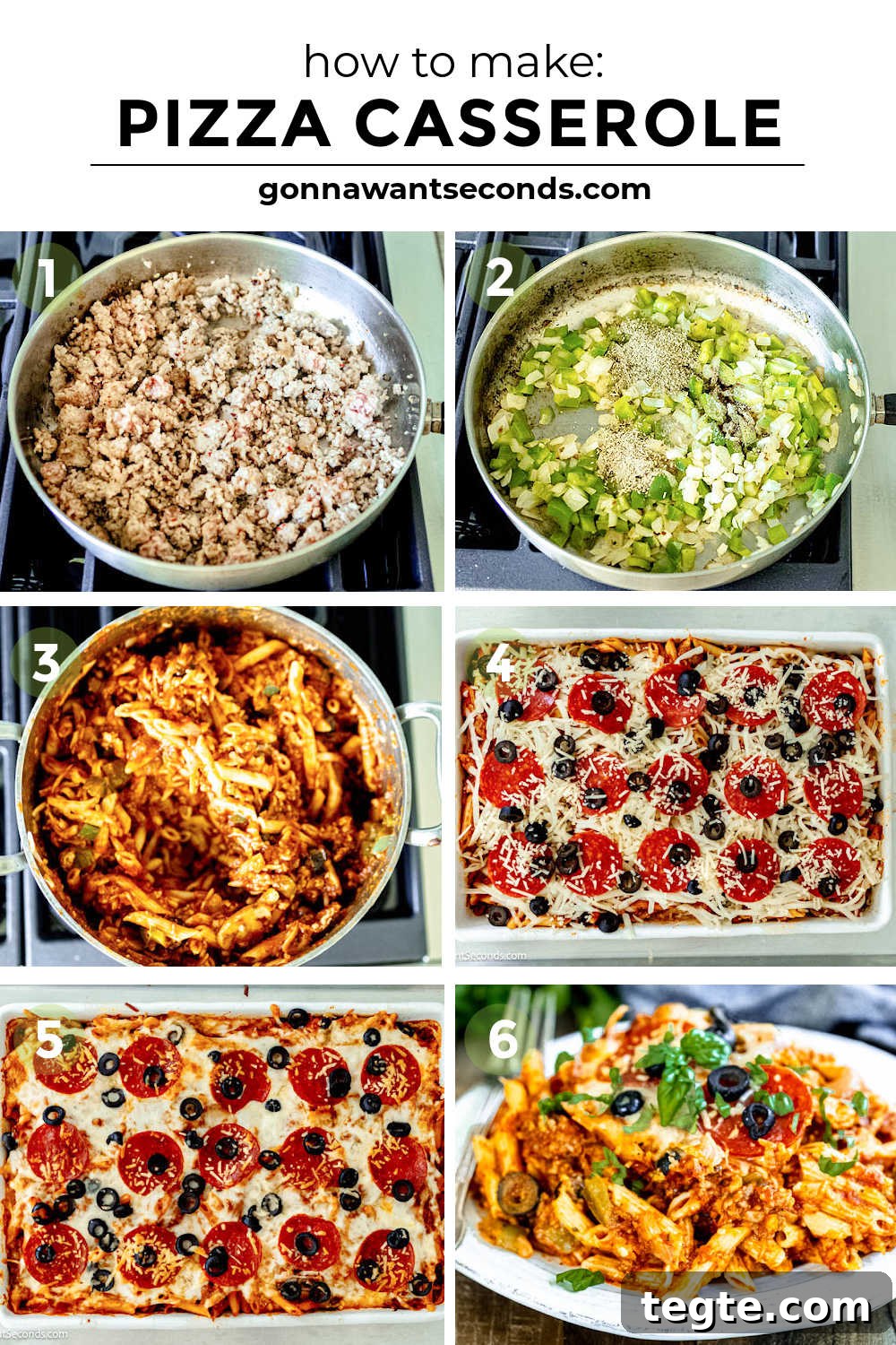 Our deliciously hearty pizza casserole will be kids of all ages will race to the dinner table when this is on the menu! Ooey-gooey, cheese YUM! #pizzacasserole #pizzapastacasserole step by step how to make pizza casserole