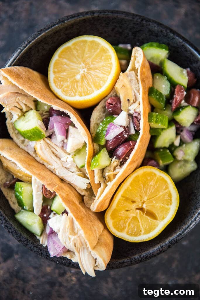 Slow Cooker Greek Chicken Pita Wraps