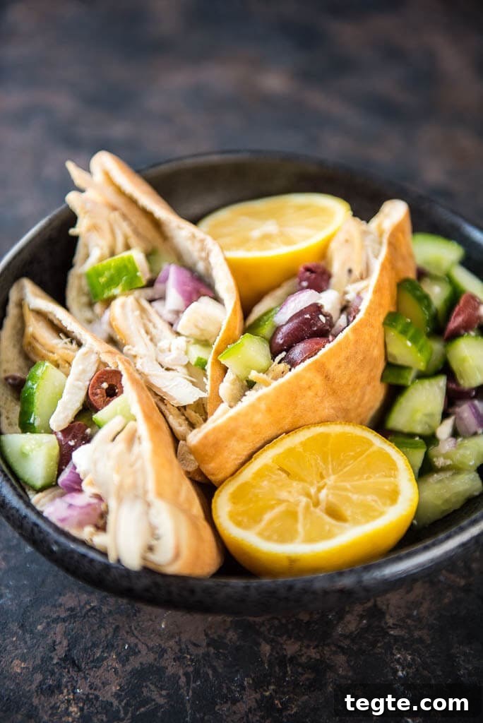 Greek Chicken Wraps Made in a Slow Cooker — Mediterranean Flavor 7 Slow Cooker Greek Chicken Pita Wraps