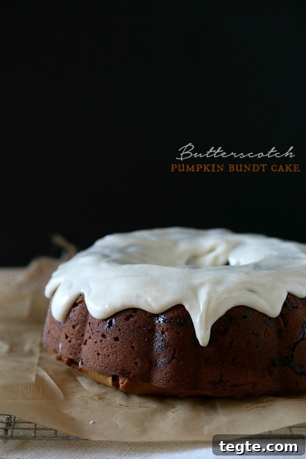 Butterscotch Pumpkin Bundt Cake Butterscotch Pumpkin Bundt Cake served with a cream cheese icing.