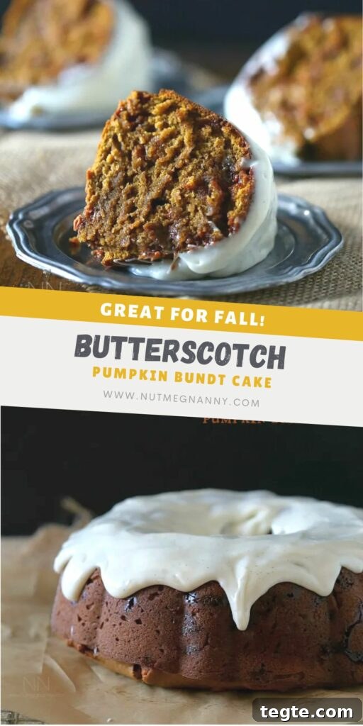 Butterscotch Pumpkin Bundt Cake Recipe for Fall Baking 4 Butterscotch Pumpkin Bundt Cake pin for Pinterest.