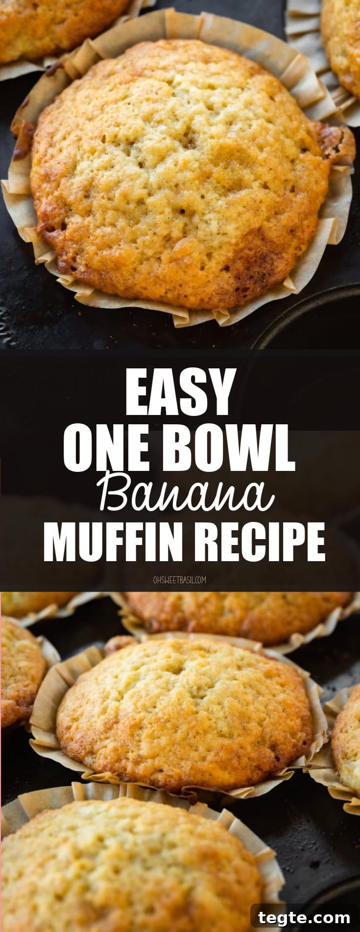 One-Bowl Banana Muffins with Moist, Quick Preparation 9 a photo of a baked golden banana muffin in a paper muffin wrapper.