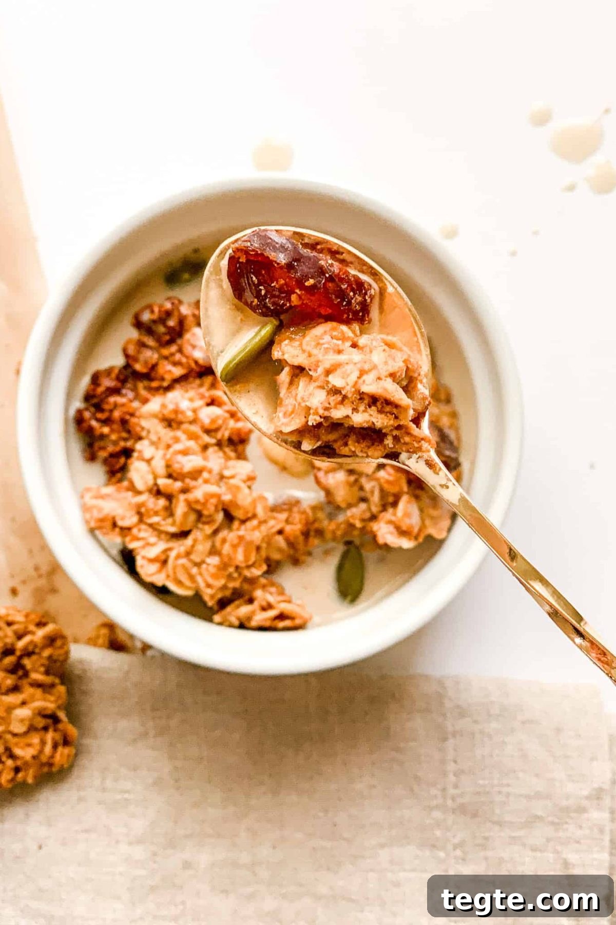 Crunchy Peanut Butter Granola Clusters Food Photography Bowl of Healthy Crunchy Homemade Granola for Breakfast for Food Blog