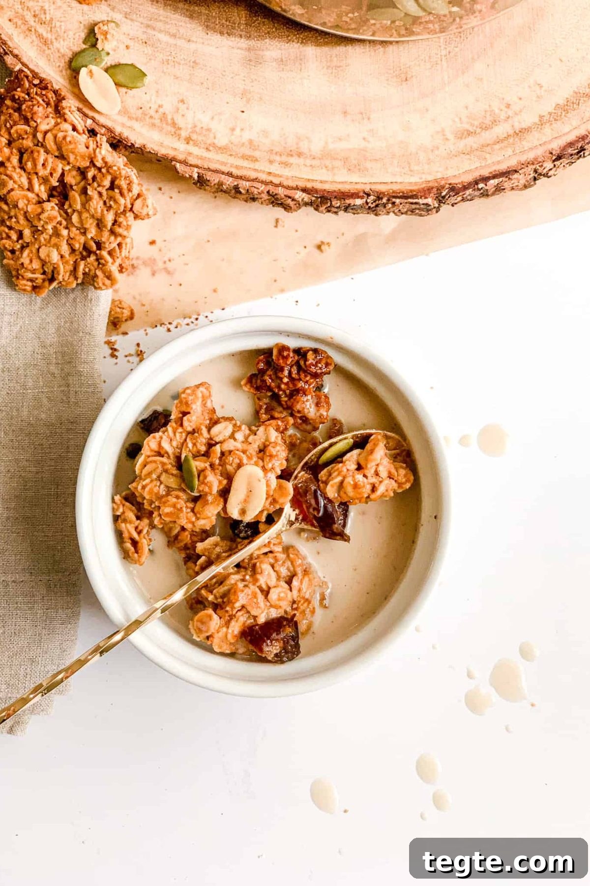 Healthy Peanut Butter Granola Food Photography Bowl of Healthy Crunchy Homemade Granola for Breakfast for Food Blog