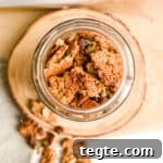 Food Photography Glass Jar of Healthy Crunchy Homemade Granola for Breakfast for Food Blog