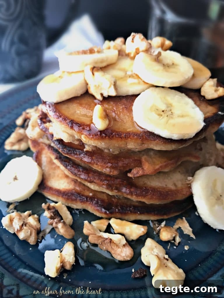 Fluffy Banana Bread Pancakes with Cinnamon and Maple Syrup 2 Banana Bread Pancakes