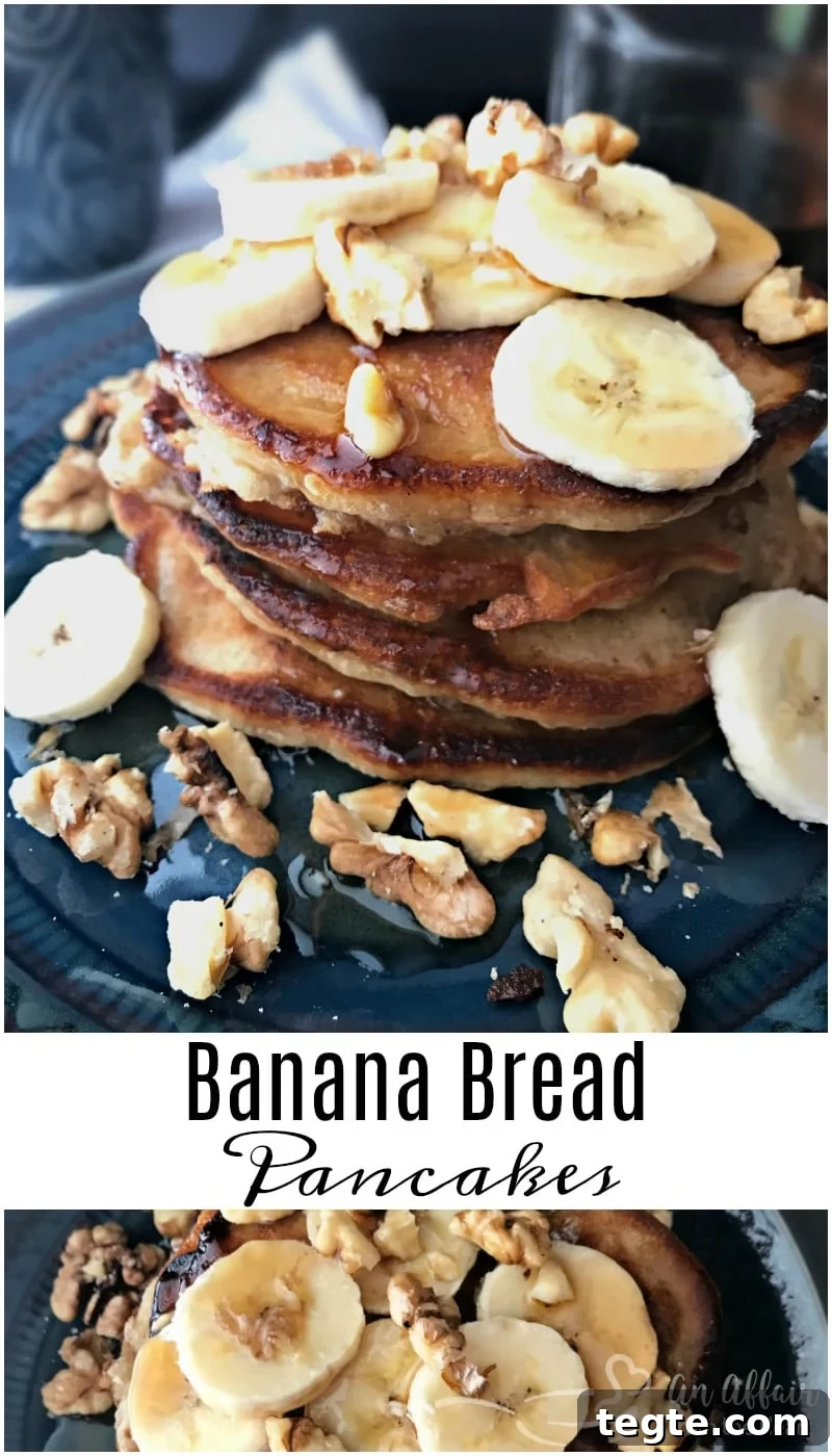 Fluffy Banana Bread Pancakes with Cinnamon and Maple Syrup 3 Banana Bread Pancakes - An Affair from the Heart
