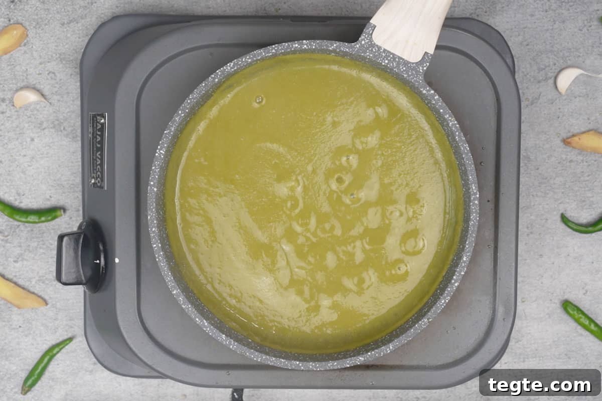 Indo-Chinese Green Chili Sauce Recipe for Spicy Dips and Stir-Fries 7 Ready green chilli sauce.