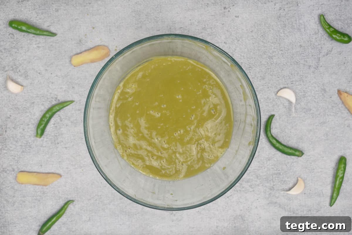 Indo-Chinese Green Chili Sauce Recipe for Spicy Dips and Stir-Fries 5 Strained chilli paste.