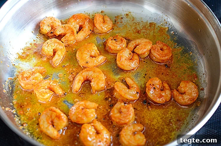 Bang Bang Shrimp Pasta Recipe – Creamy Spicy Shrimp Linguine 6 Shrimp Cooking in butter