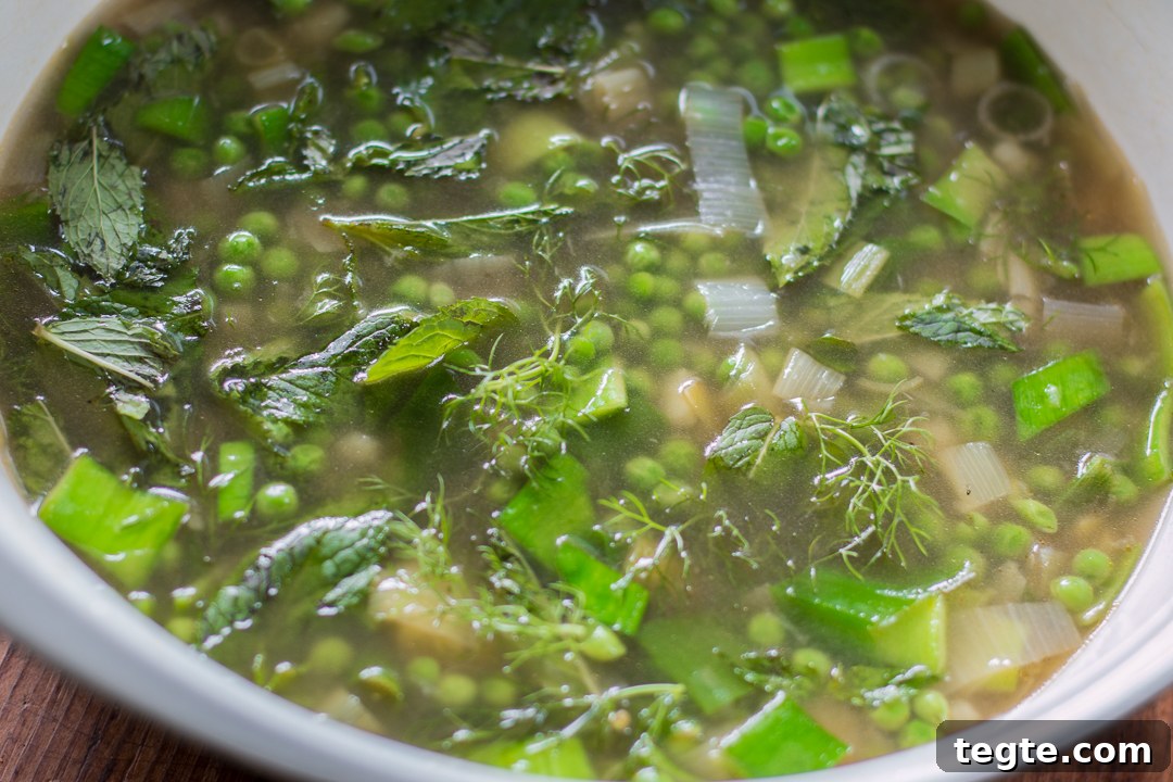 Spring Minted Pea Soup with Scallion Kimchi 4 Soup in blender