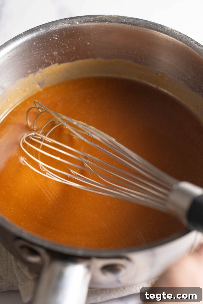 Candy Cap Mushroom Caramel Sauce Recipe 4 Caramel sauce in a pan