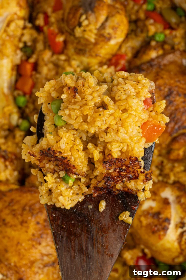 Authentic Puerto Rican Arroz con Pollo Recipe: Traditional Flavor Guide 12 A spoon full of arroz con pollo.